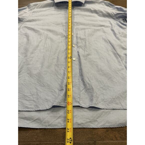 Chester Barrie Mens Blue Button Up Collar 100% Cotton Cuff Shirt Size 16 1/2 42 - Picture 9 of 10